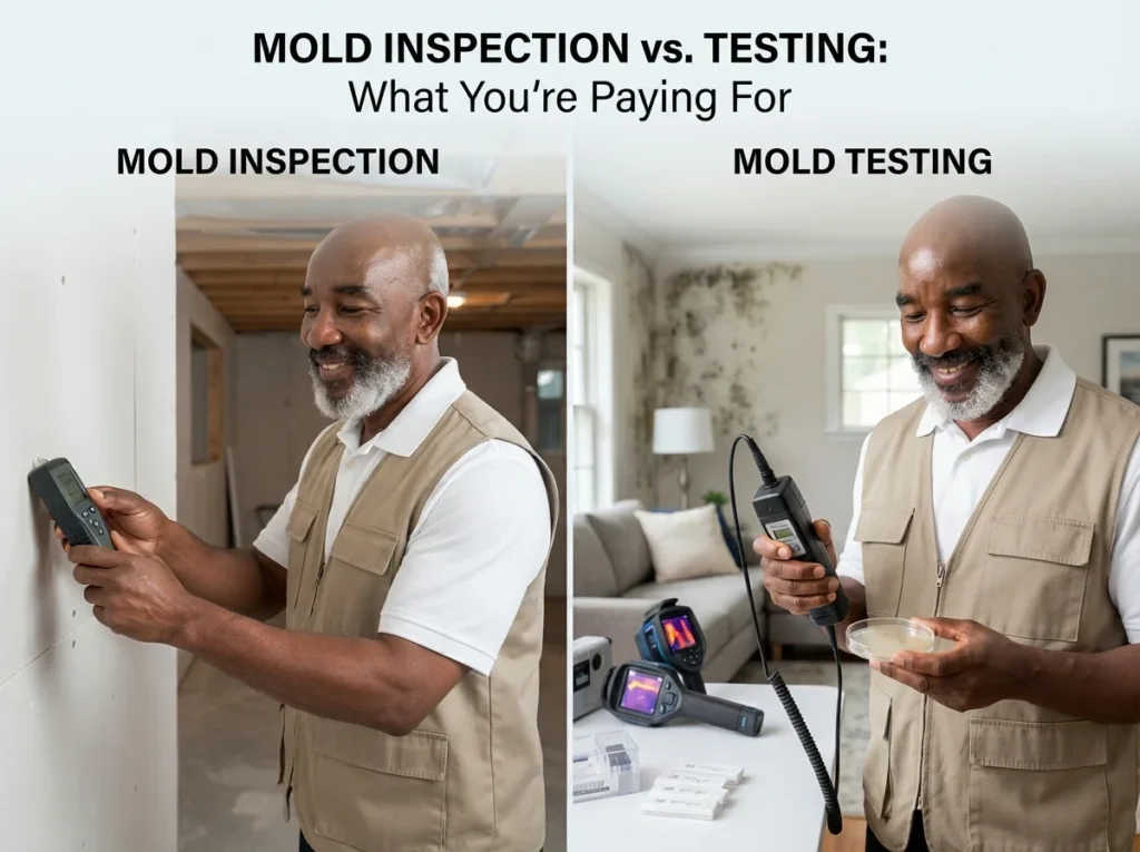 Mold Inspection vs. Testing What You’re Paying For